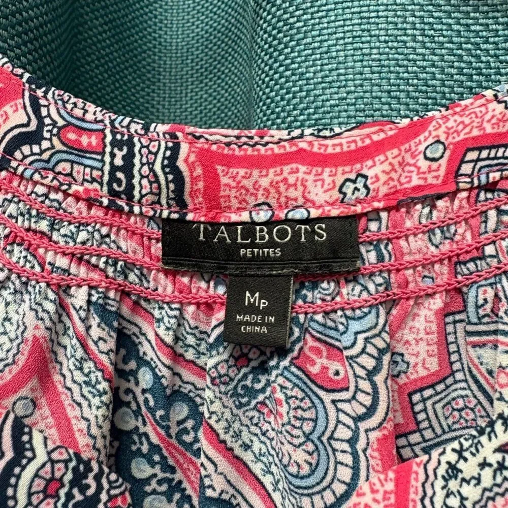Talbots Paisley Pink Sleeveless Top Size M